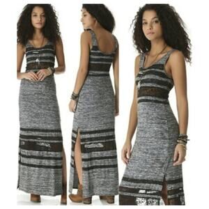 Free People Women's Hazy Days Maxi Dress Gray Black Size S